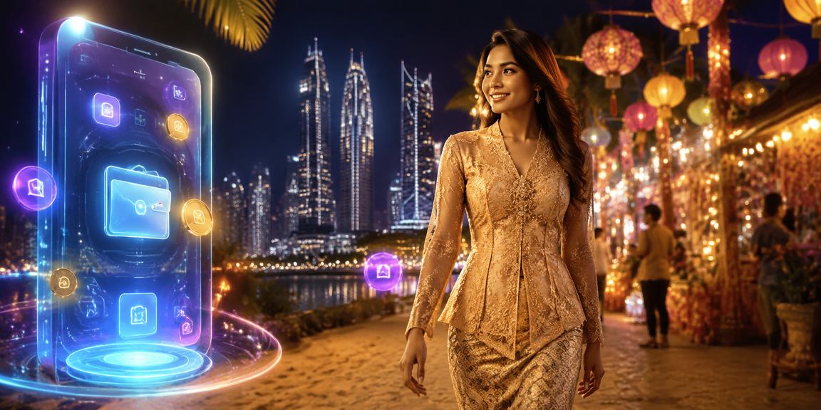Malaysian player enjoying live baccarat in kebaya attire in Kuala Lumpur