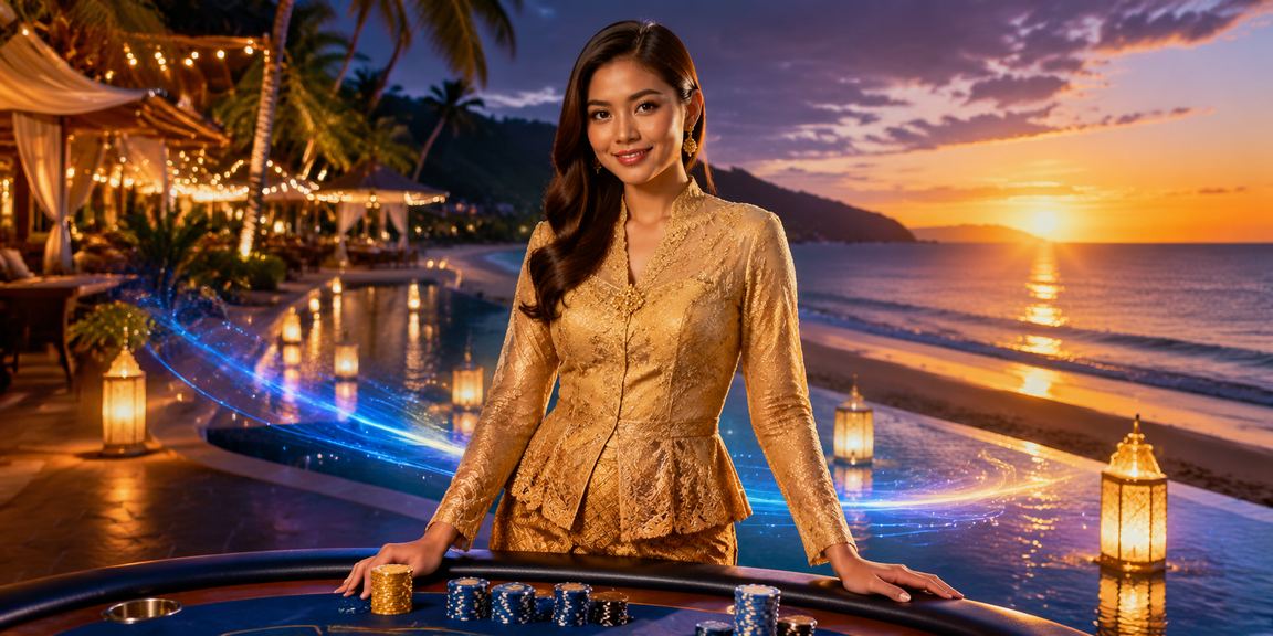 Pengguna Malaysia menggunakan platform loteri digital dengan pakaian kebaya di Pulau Pinang